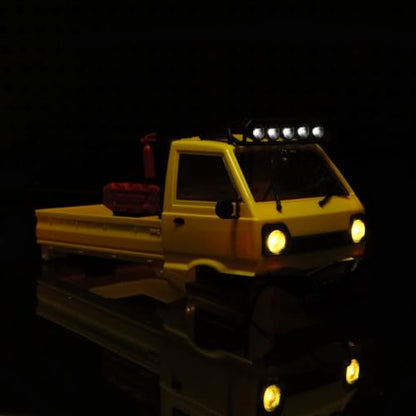 KT24 1/24 Kei Truck Hard Body Shell Kit for 133mm Wheelbase SCX24,YE | Plug-and-Play Lighting, For SCX24 C10/Bronco/Wrangler/Base Camp/4Runner - color: Yellow