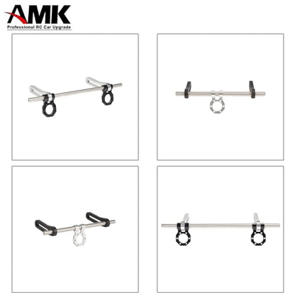AMK Adjustable 1/10 Scale Bumper Mount Front Rear, Metal Bumper Kit with Modular Fairlead D-Ring Tow Strap for RC Crawler Axial SCX10 Element Enduro Gen7 Gen8 TRX6 TRX4 Upgrades (Purple) - color: Purple