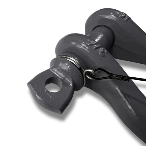 B'oh Spin Pin 3/4” Recovery Shackle | 10,000 lbs Capacity - High-Strength Carbon Steel with 7/8" Pin Recovery Gear Towing Accessories - Pin Style : Screw, Gun Gray - color: Gun Gray