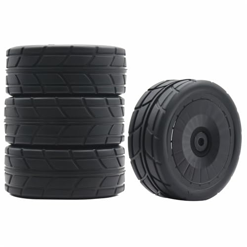 66mm 4PCS 1/10 RC On-Road tires and Hard Plastic wheels set Hex 12mm For WRC Drift Car Conversion 1/10 RC On-Road Car Traxxas Tamiya FW06 TT02 HPI HSP 94122 Kyosho%T065 (black) - color: black