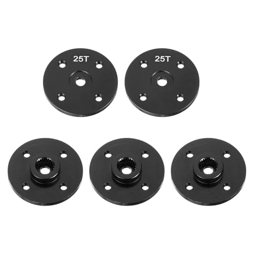 MECCANIXITY 25T Servo Horn Arm Round, 25T Round Type Servo Horn Robot Arm Metal Aluminum for RC Model Car Robot Boat Airplane Pack of 5(Black) - color: Black