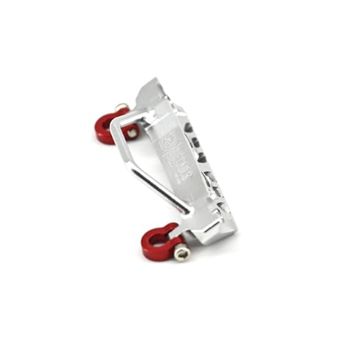 Details RC Aluminum Alloy Front Bumper with Red Shackles for Axial SCX30 Jeep Wrangler, 1/30 Scale RC Car Upgrade Part (Sliver) - color: Sliver