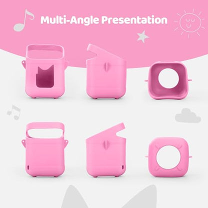 PISOSN Shockproof Carrying Case for Toniebox 2 – Anti-Slip Silicone Cover with Handle for Secure Grip (Pink) - color: Pink