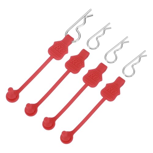 MECCANIXITY 4 Pcs RC Body Clip Retainers, 1.2mm Rod RC Clips Shell Fixed Buckle Lock Springy R Pins Shell Replacement Parts for All 1/8 1/10 Scale Model Car Crawler Truck(Red/Silver) - color: Red Tab Silver Clip