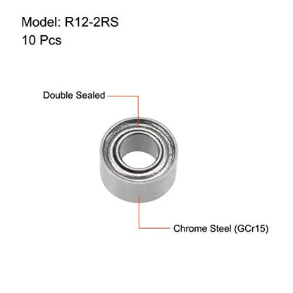 uxcell R133ZZ Deep Groove Ball Bearing 3/32-inchx3/16-inchx3/32-inch Shielded Z2 Lever Bearings 10pcs - size: 3/32"x3/16"x3/32"