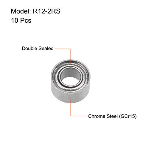 uxcell R133ZZ Deep Groove Ball Bearing 3/32-inchx3/16-inchx3/32-inch Shielded Z2 Lever Bearings 10pcs - size: 3/32"x3/16"x3/32"