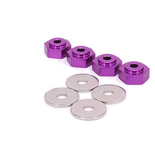 4PCS Aluminum Alloy 12mm Turn to 17mm Wheel Rim Hex Adapter for 1/10 RC On Road Car Buggy Truck Can Use 1/8 Tires(Purple) - color: Purple