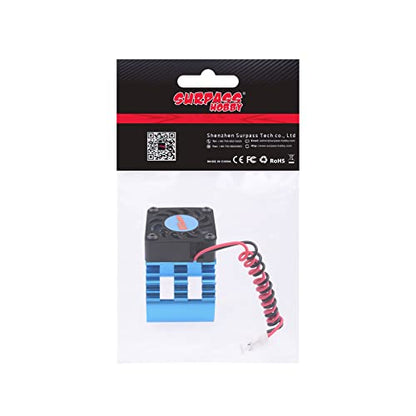Surpass Aluminum RC Motor Heat Sink with 5-8.45V Cooling Fan for 1/10 RC Car Truck Buggy Crawler 540 550 3650 Size Motor Black&Blue - style: Plastic single fan with blue Heatsink