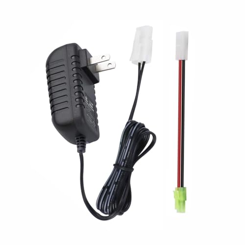 RC Battery Charger for 9.6V 8.4V 7.2V NiMH/NiCd Battery Packs, Intelligent 500mA AC Plug Charger w/Standard Tamiya Connector for RC Hobbies