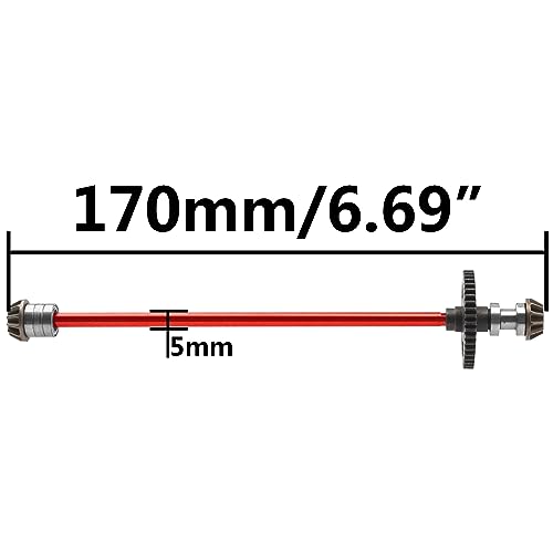 ShareGoo Metal Gearbox Housing Differential Cover & Differential Gear Set & Central Drive Shaft Compatible with WLtoys 144010 144001 144002 1/14 RC Car Upgrade Part (Red) - color: Red