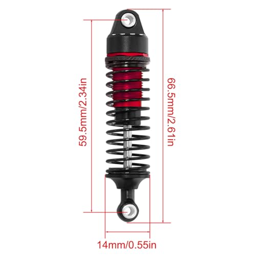 Aluminum RC Shock Absorber Set Damper for Arrma 1/18 Granite Grom 1/16 Mojave Grom 1/14 Typhon Grom RC Truck Upgrade Parts 4pcs/Set,Replace # ARA330806(Red)