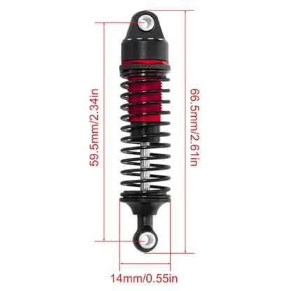 Aluminum RC Shock Absorber Set Damper for Arrma 1/18 Granite Grom 1/16 Mojave Grom 1/14 Typhon Grom RC Truck Upgrade Parts 4pcs/Set,Replace # ARA330806(Red)