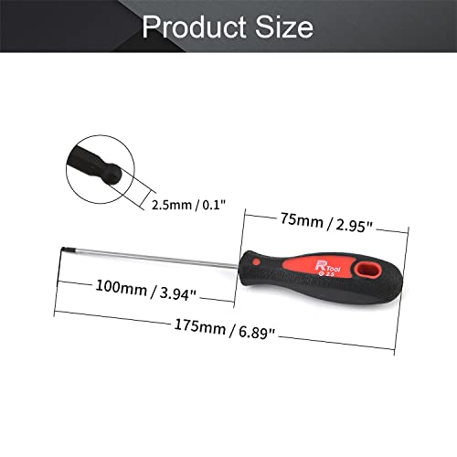 Utoolmart 2.5 x 100mm Ball Head Precision Screwdriver, Hex Design Wrench Hand Tool - color: 1pcs, size: 2.5×100×75mm