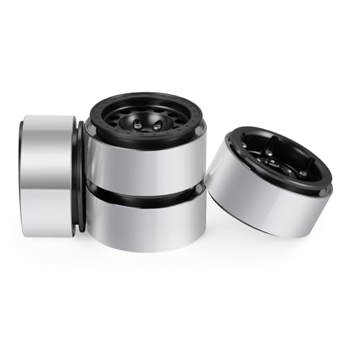 1.3inch beadlock wheels Aluminium RC Rims for 1/18th TRX4M 1/24th Axial SCX24 RC Crawler Car Upgrade Parts (Black) - color: Black