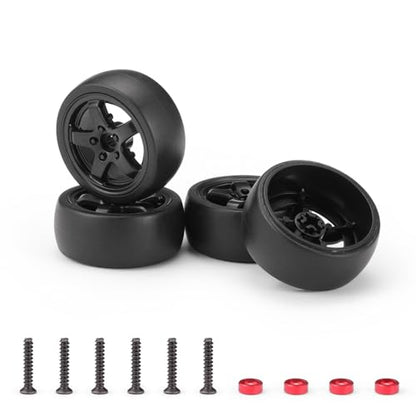 HAIBOXING RC Drift Car Spare Parts,1/18 Remote Control replacement Drift Wheels Complete(Front/Rear) 4pcs with Wheel Rings Apply to 2196 & 2197(29012)