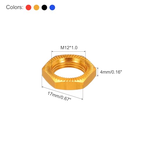 MECCANIXITY Aluminum 17mm x M12 RC Nut Pack of 16 (4 Colors) Hex Wheel Nuts for 1/8 RC Model Car Trucks Off Road Upgraded Parts