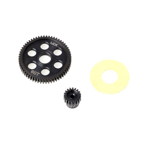 LCX Racing 1/16 1/18 RC Car Hard Steel Transmission Spur Gear Motor Gear 60T/18T for RC Truck Losi Mini-B Buggy Mini-T 2.0, Upgrades Parts Accessories