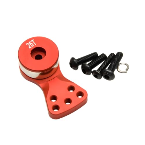 Aluminum Alloy 25T Servo Saver 3 Holes/5 Holes Adjustable Servo Horn 25T Adjustable Arm Compatible with Futaba Tamiya Servos 1/10 Tra-xxas RC Car Boat Helicopter Upgrades (Red-L) - color: Red-l