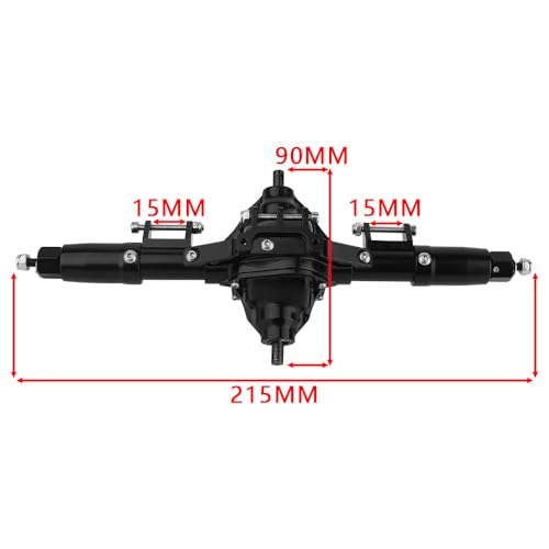 Aluminum 6x6 Complete Axle Set with Enhanced Axle Shaft for Axial SCX10 RC4WD D90 1/10 RC Crawler Upgrade Parts (Black Middle) - color: Black Middle