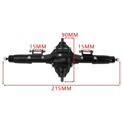 Aluminum 6x6 Complete Axle Set with Enhanced Axle Shaft for Axial SCX10 RC4WD D90 1/10 RC Crawler Upgrade Parts (Black Middle) - color: Black Middle