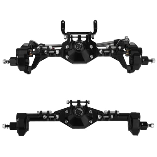 1/10 CNC Machined Integrated Front & Rear Portal Axle for SCX10 II VP Element Enduro 90046 90047 D90 RC4WD RC Crawler Metal Upgrade Part (Black) - color: Black