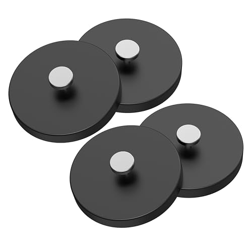 Magnetpro 4 Pieces Strong Rubber Coated Mounting Magnets 30 LB Force | T-Shaped Hanging Buckle, Anti-Scratch, Corrosion protection, Magnetic Assembly - size: T-Buckle 30LB - 4P