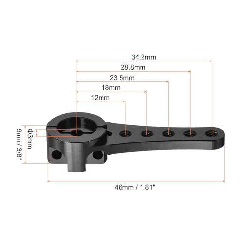 MECCANIXITY 4 Pcs Aluminum Servo Horn Long 25T 25 Teeth Steering Arm 46mm Length Black for DIY RC Car/Boat/Airplanes Boat Model with 2 Pcs Screws - color: Black