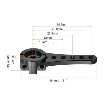 MECCANIXITY 4 Pcs Aluminum Servo Horn Long 25T 25 Teeth Steering Arm 46mm Length Black for DIY RC Car/Boat/Airplanes Boat Model with 2 Pcs Screws - color: Black