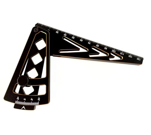 RC Car Camber Gauge Adjustable Wheel Rim Camber Gauge for 1/10 1/8 Crawlers | Durable metal construction with clear markings, adjustable rim alignment tool, pocket-sized design, fits 1/8 & 1/10 RC Cars - color: Black+gold
