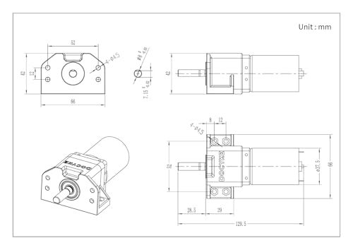 DC Planet Gear Motor(550KG.CM) 6v12V18V22v 200W High Torque Mini Metal Reduction Geared Motor for DIY Robot Rotating Table Door Lock Curtain Machine Gear Reducer Combo