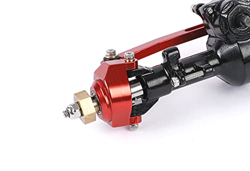 1/24 RC Aluminum Complete Front Axle for Axial SCX24 RC Crawler Upgrades (Black & Red) - color: Black & Red