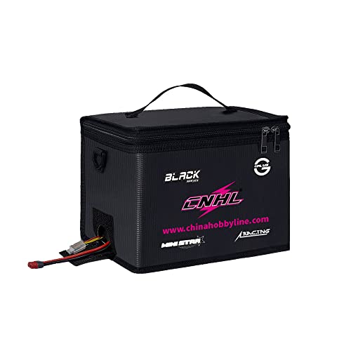 CNHL Fireproof Lipo Safe Bag Explosionproof Large Double Zipper Storage | Keeps multiple packs neatly organized, secures lipo charging bag use indoors, and offers easy outdoor portability.