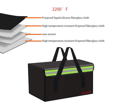 Lipo Battery Safe Bag Large Capatity Fireproof Bag for Ebike Lipo Battery Other Batteries Storage Charging Transport Home Office Travel Safe Storage Pouch - size: 450*250*250mm