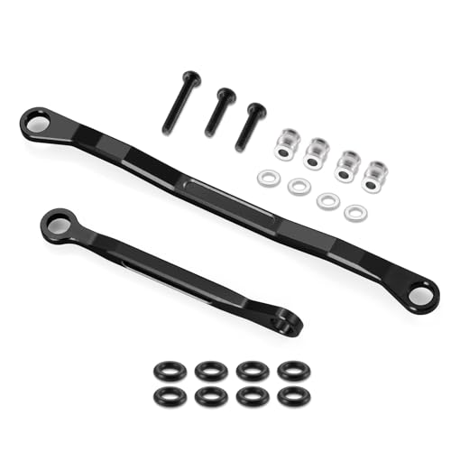 RCHUBAM 1/18 Steering Links 2Pcs Aluminum Steering Linkage Servo Link Pull Rod Compatible with HPI 1/18 Venture HILUX RC Off-Road Crawler Car Upgrade Accessories (Black) | Aluminum Alloy,Steering Link with Screw Washer,RC Upgrade Parts - color: Black