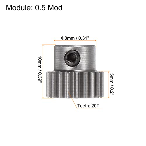 HARFINGTON Pinion Gear 3mm Bore 20T Mod 0.5 Stainless Steel Spur Diff Differential Motor Gear RC Car Replacement Parts - style: 20T