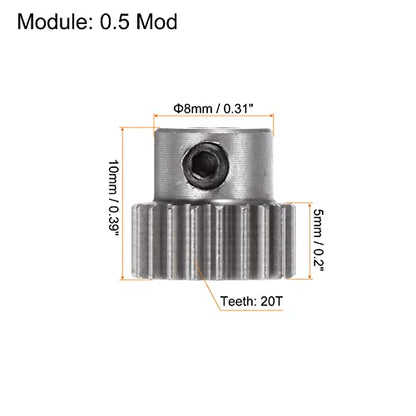HARFINGTON Pinion Gear 3mm Bore 20T Mod 0.5 Stainless Steel Spur Diff Differential Motor Gear RC Car Replacement Parts - style: 20T