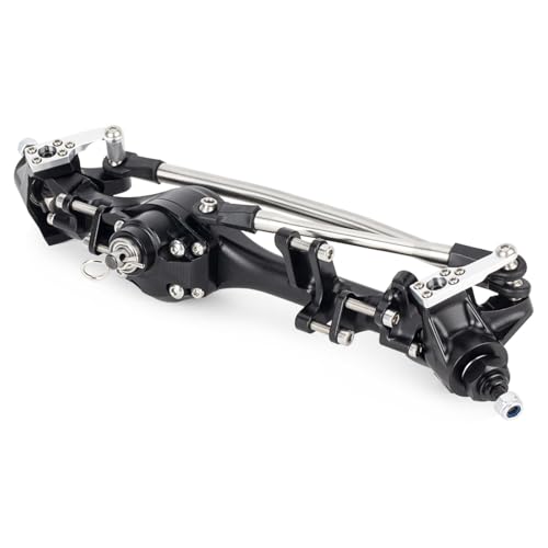 F10T Offset Straight Axle,CNC Machined Aluminum Front Rear Axle Set for VS4-10 SCX10 II Leaf Chassis 1/10 Scale RC Crawler Built (Black) - color: Black