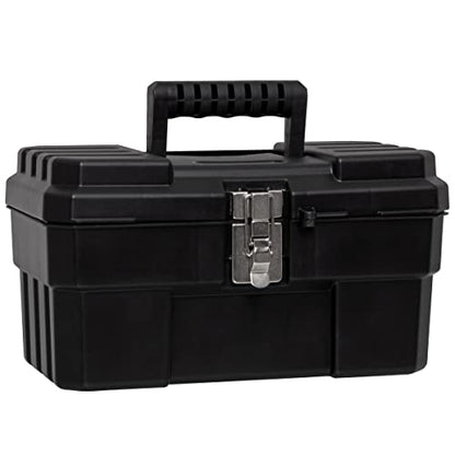 Akro-Mils 14" Plastic Toolbox with Removable Tray,Steel Latch & Padlock Eye,Industrial-Grade Tool Box for Tools,Crafts,First Aid & Hobby Supplies, 14"x8"x8",Made in USA, Black (09514) (Pack of 6) - color: Black, size: 6-Pack