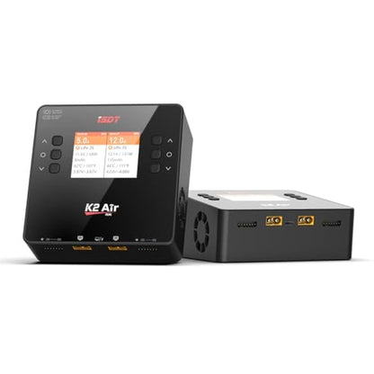 ISDT K2 AIR Lipo Battery Balance Charger Discharger,2-6S AC 200W DC 500Wx2 20A Dual Channel Smart Charger for Life Lilon LiHv NiMH,RC Battery Balance Charger Bluetooth APP Control, LCD Display