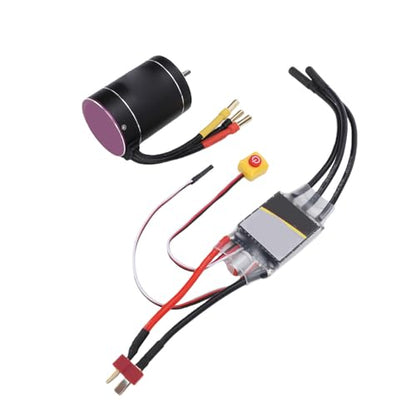 RC Brushless Motor ESC Combo, CNC Aluminum Heatsink 4300KV Motor with 75A ESC, 2S to 3S for 1 10 RC Cars Boats Trucks Racing Hobby Users