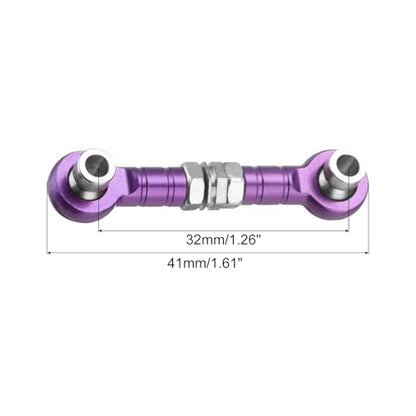 MECCANIXITY 4pcs Steering Servo Turnbuckle Rod RC Aluminum Alloy Linkages for HSP 1/10 94123 On-Road RC Car(Purple) - color: Purple, size: 32mm