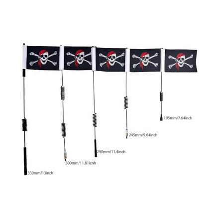 1/8-1/10 RC Antenna with Pirate Flag RC Car Parts RC Decoration for 1:8-1:10 RC Crawler Axial SCX10 90046 TRX-4 TRX4 D90 D110 Tamiya CC01 (2pcs 330mm/13 Inch)