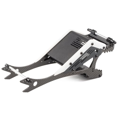 Wolf-Head Carbon Fiber LCG Chassis Kit, Black Rails | With 3D Printed Panels Electronics Tray, Forward Angled Delrin Skid Plate, for 1/10 RC Crawler 1.9S Cheater Rigs Comp Builds - color: Black Kit