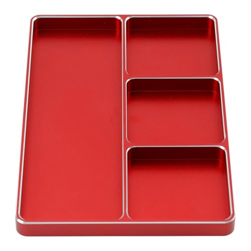 Universal Aluminum RC Screw Tray Magnet Screws Holder Plate Screw Organizer Tool Compatible with Redcat Traxxas Arrma HPI Axial Wltoys RC Car Boat Helicopters Airplane (Red) - color: Red