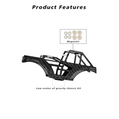 SCX24 Monster Truck Chassis Carbon Fiber Frame SCX24 LCG Chassis for Axial SCX24 Upgrade Parts 1/24 RC Crawler