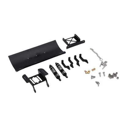 Zunate 1/18 Scale RC Metal Snow Plow Replacement for Crawler, Alloy Front Shovel with Shock Absorption for Winter Scenes & Obstacle Clearing (Black) - color: Black