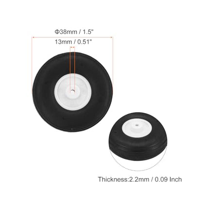 MECCANIXITY 10Pcs RC Airplane Wheels 1.5" OD Aircraft PU Rubber Tire Tail Airplanes Wheel Replacement for DIY Model Plane Helicopter Car - size: 1.5" OD