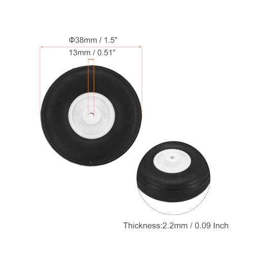 MECCANIXITY 10Pcs RC Airplane Wheels 1.5" OD Aircraft PU Rubber Tire Tail Airplanes Wheel Replacement for DIY Model Plane Helicopter Car - size: 1.5" OD