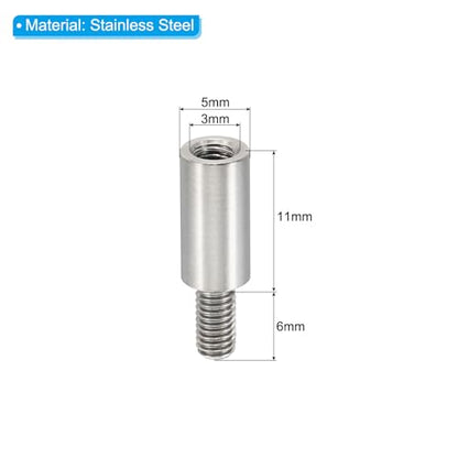 PATIKIL 24pcs M3 Standoffs, M3 11+6mm Spacer Standoffs Steel Threaded Standoffs Screws Kit 3mm ID 5mm OD Metric Male Female Thread Adapters for Circuit Board PCB RC Drones Motherboard - size: 11+6mm L