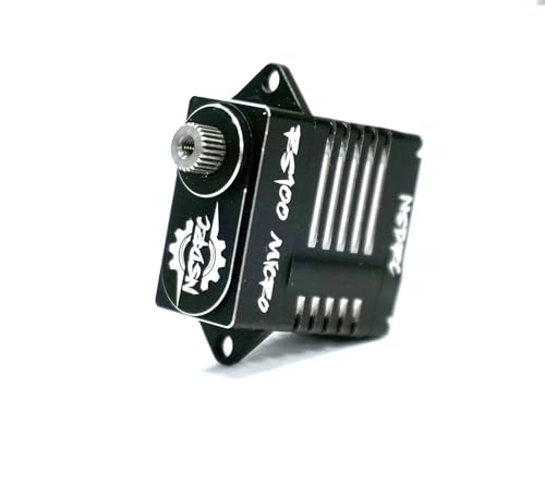 NSDRC RS100 High Torque Micro Servo for SCX24 Servo, TRX4M Servo - Premium Black CNC Aluminum, 5V - 8.4V - 1/24 & 1/18 Scale RC Cars Electronics, Water Resistant (RS100 - Micro SERVO)